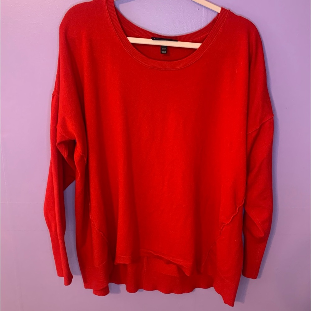 Lane Bryant Asymmetrical Hem Red Sweater